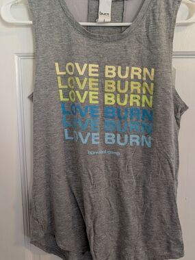 burn Love Burn Gray Graphic Tank Top